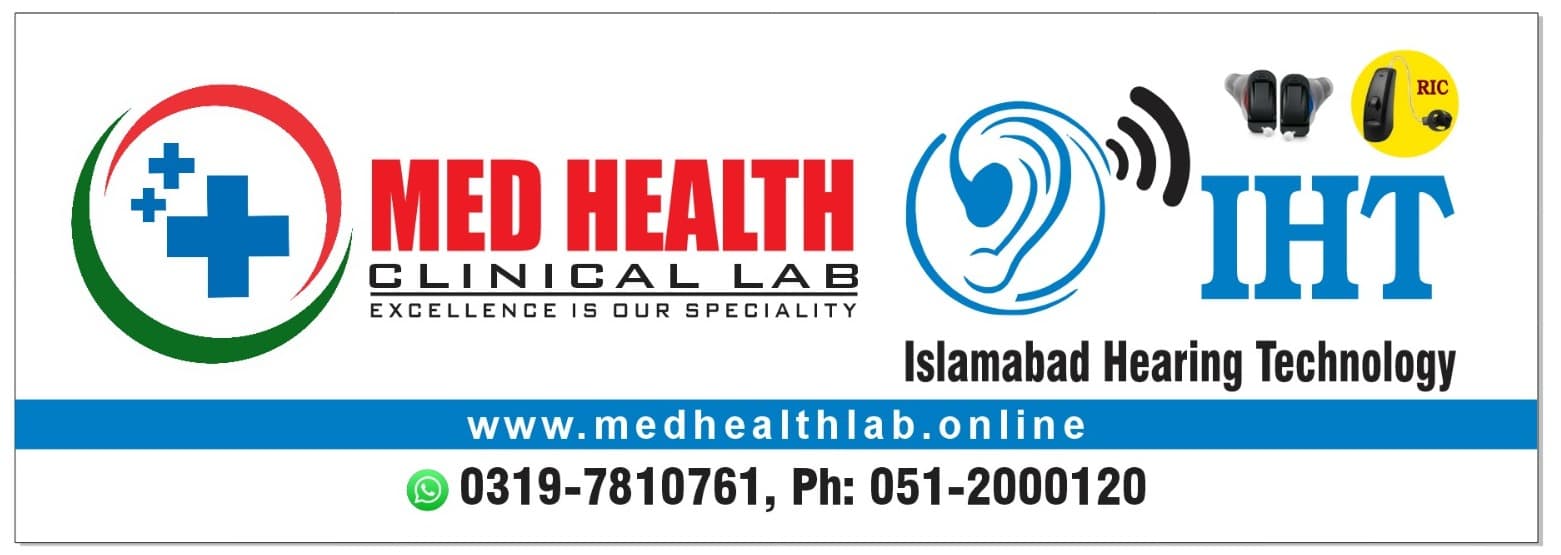 Med Health Clinical Lab in partnership with Islamabad Hearing Technology — available at every collection point